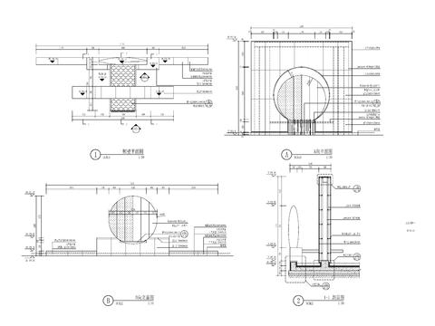  现代水景墙水景cad大样图 