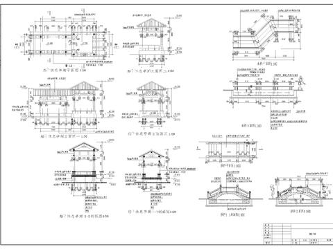  橋梁廊亭橋cad施工圖 