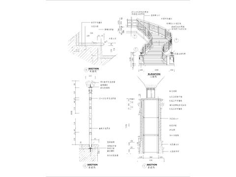  樓梯cad施工圖 