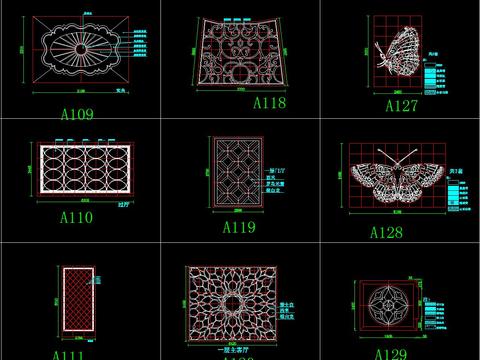  新款水刀拼花cad图库 