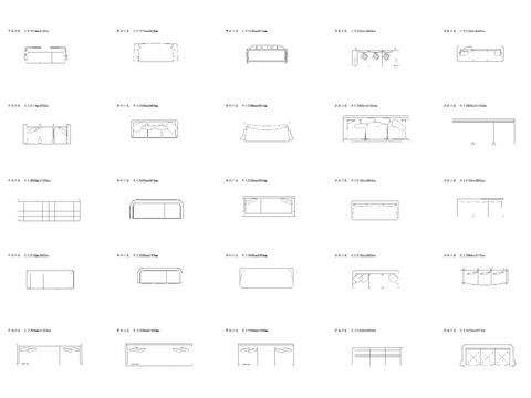  CAD沙发 单体三座沙发平面cad图库 