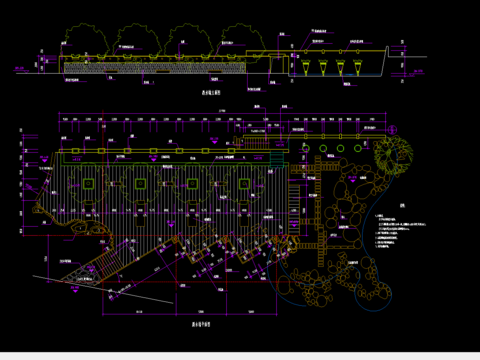  跌水墙cad平面图 