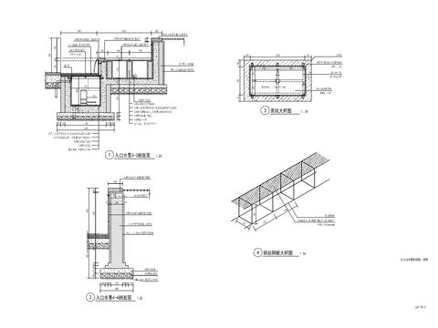  入口跌水水景cad大样图 