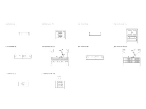  简欧带抽屉边柜平立面cad图库 