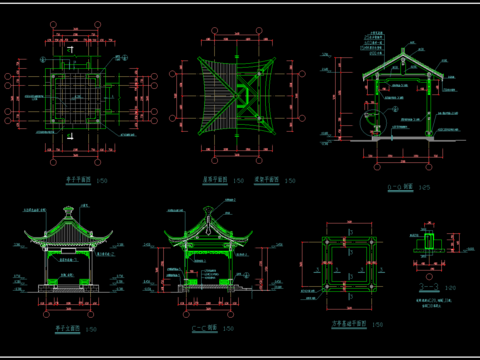  古建牌坊長(zhǎng)廊立面施工圖 
