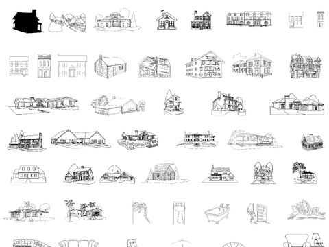  各种卡通建筑CAD图库 