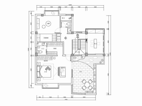  别墅平面布置CAD施工图 
