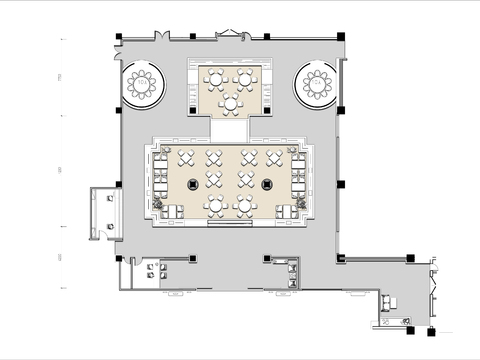  600㎡高档景观餐厅cad平面图 