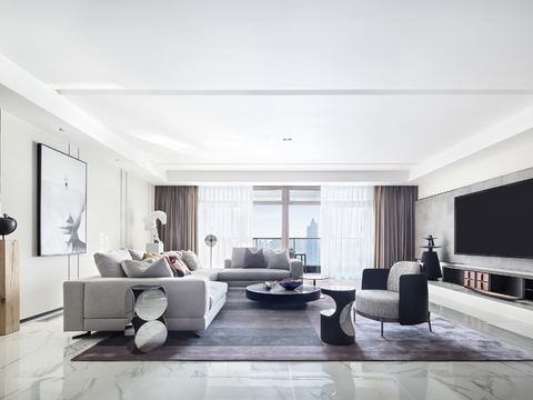  汤臣一品430㎡现代三居样板间施工图 