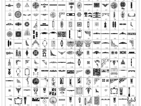  欧式中式雕花 CAD图库 