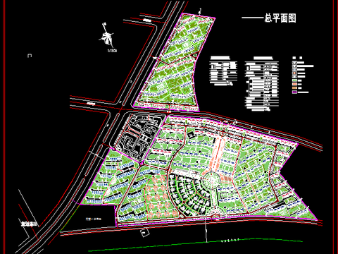  大型居住小區(qū)規(guī)劃CAD施工圖 