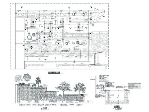  水幕挡墙及台地CAD施工图 