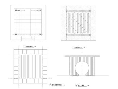  中式方亭cad大样图 