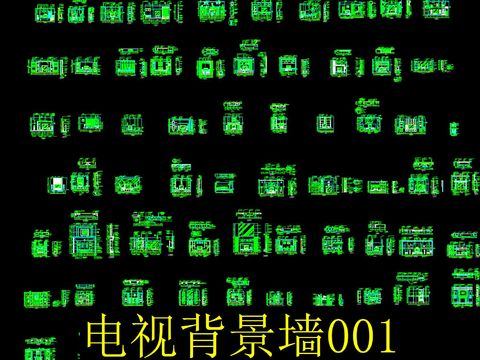  电视机背景墙cad图库 