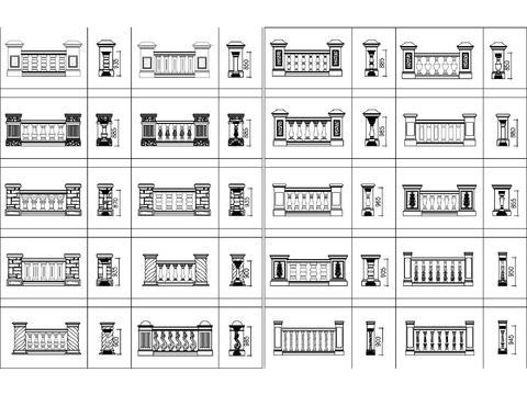  石材护栏cad图库 