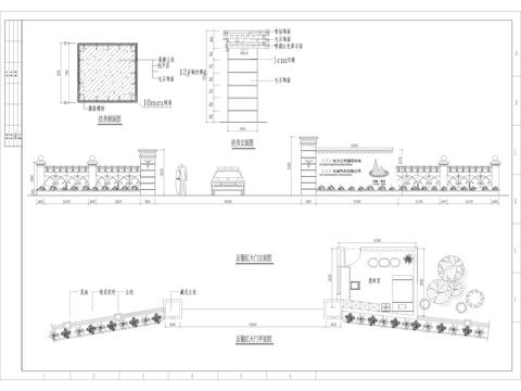  小區(qū)入口大門CAD施工圖 