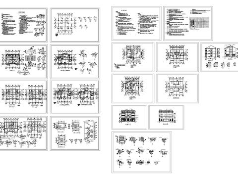  三層自建房全套建筑結(jié)構(gòu)CAD施工圖 