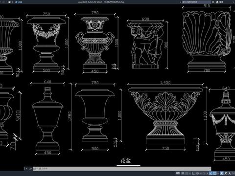  花坛 花盆 树池花坛 盆栽 欧式花坛cad图库 