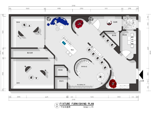  现代婚纱馆 礼服馆婚纱礼服店cad平面图 