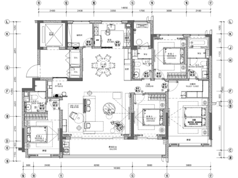  173m2平層樣板間-全套cad施工圖 
