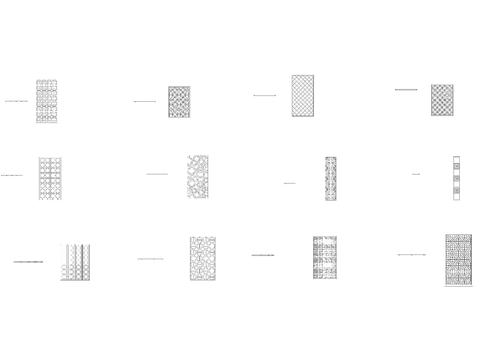  中式几何古典隔断 屏风cad图库 