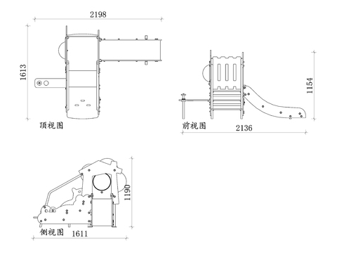  塑料材质儿童滑梯cad大样图 