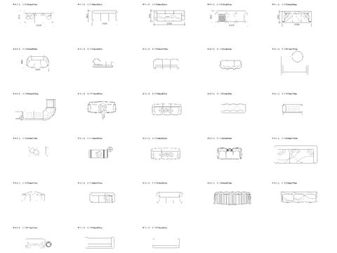  CAD沙发 单体三座沙发平面cad图库 