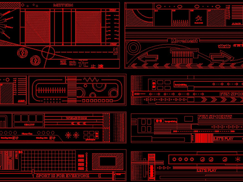  小区消防扑救面图案样式cad图库 