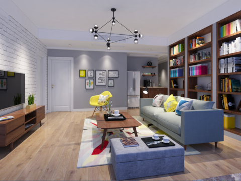  滨江北欧客餐厅卧室CAD施工图 