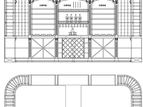  酒瓶架酒杯架网格架CAD施工图 