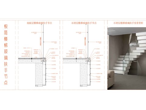  楼梯扶手 玻璃扶手cad大样图 