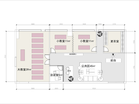  120㎡瑜伽工作室cad平面图 