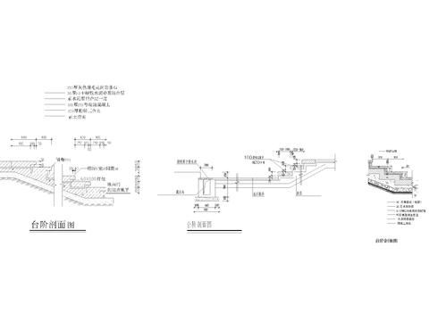  各种户外台阶cad大样图 