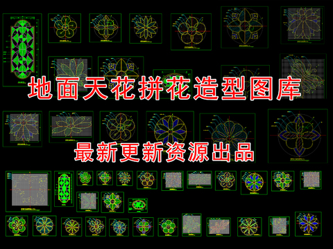  地面天花拼花造型cad图库 