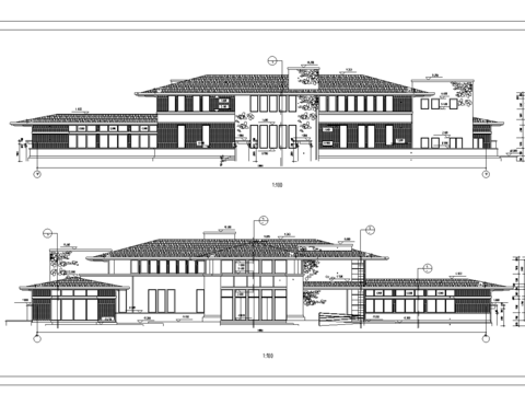  某會(huì)所立面圖CAD施工圖 