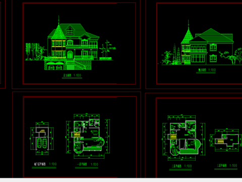  四套经典的别墅施工图 