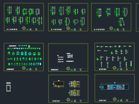  房门橱柜门衣柜门拉手cad图库 