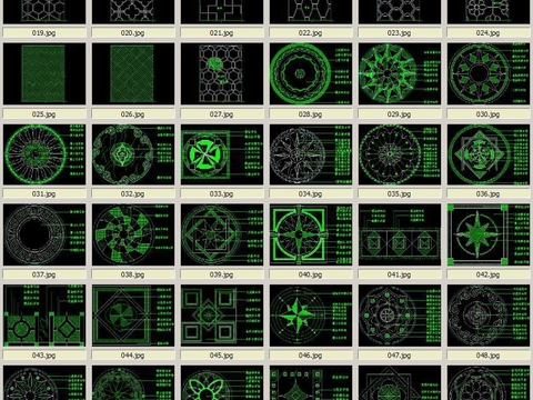  花街铺地石材拼花中式铺地CAD图 