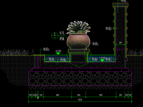  欧式简约景墙CAD节点大样 