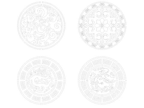  中式铺装图案cad图库 