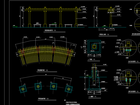  单臂花架cad图库 