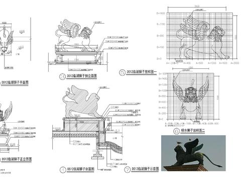  獅子雕塑cad大樣圖 