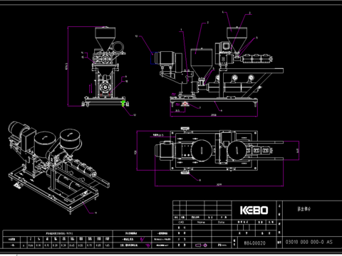  吹塑机挤出结构CAD施工图 