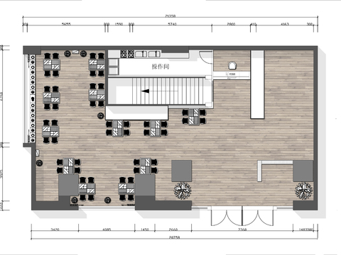  200㎡茶餐厅cad平面图 