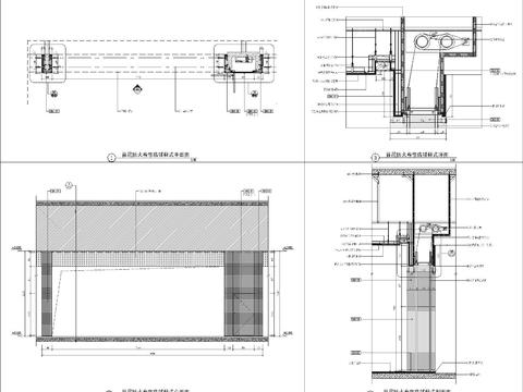  店铺防火卷帘  防火玻璃cad大样图 