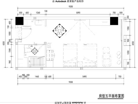  快捷酒店客房双人间cad施工图 