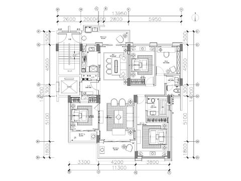  精品家装平面设计cad施工图 
