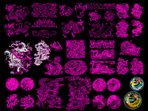  中国传统龙凤图案CAD图库 