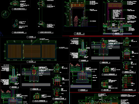  个性廊架设计cad施工图 