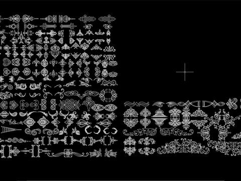  CAD花形图案图例 花纹 雕花 装饰图案 花形图案 欧式图腾cad图库 